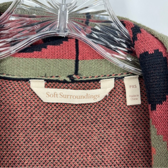 Soft Surroundings Icon Longline Cardigan Sweater PXS 3/4 Sleeve Colorful Art - Picture 4 of 11